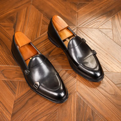 Sapatos Formais de Couro para Homem com Fivelas Duplas