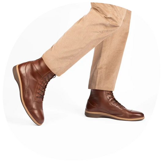 Botas ortopédicas de couro para homem