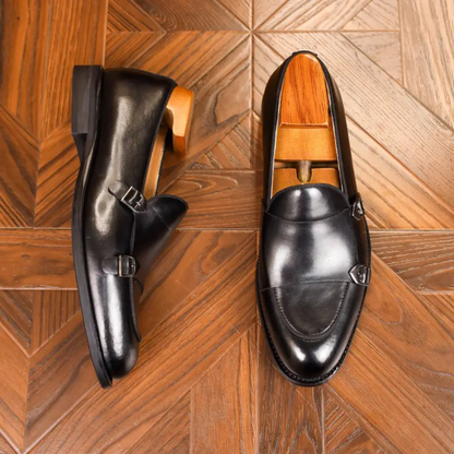 Sapatos Formais de Couro para Homem com Fivelas Duplas