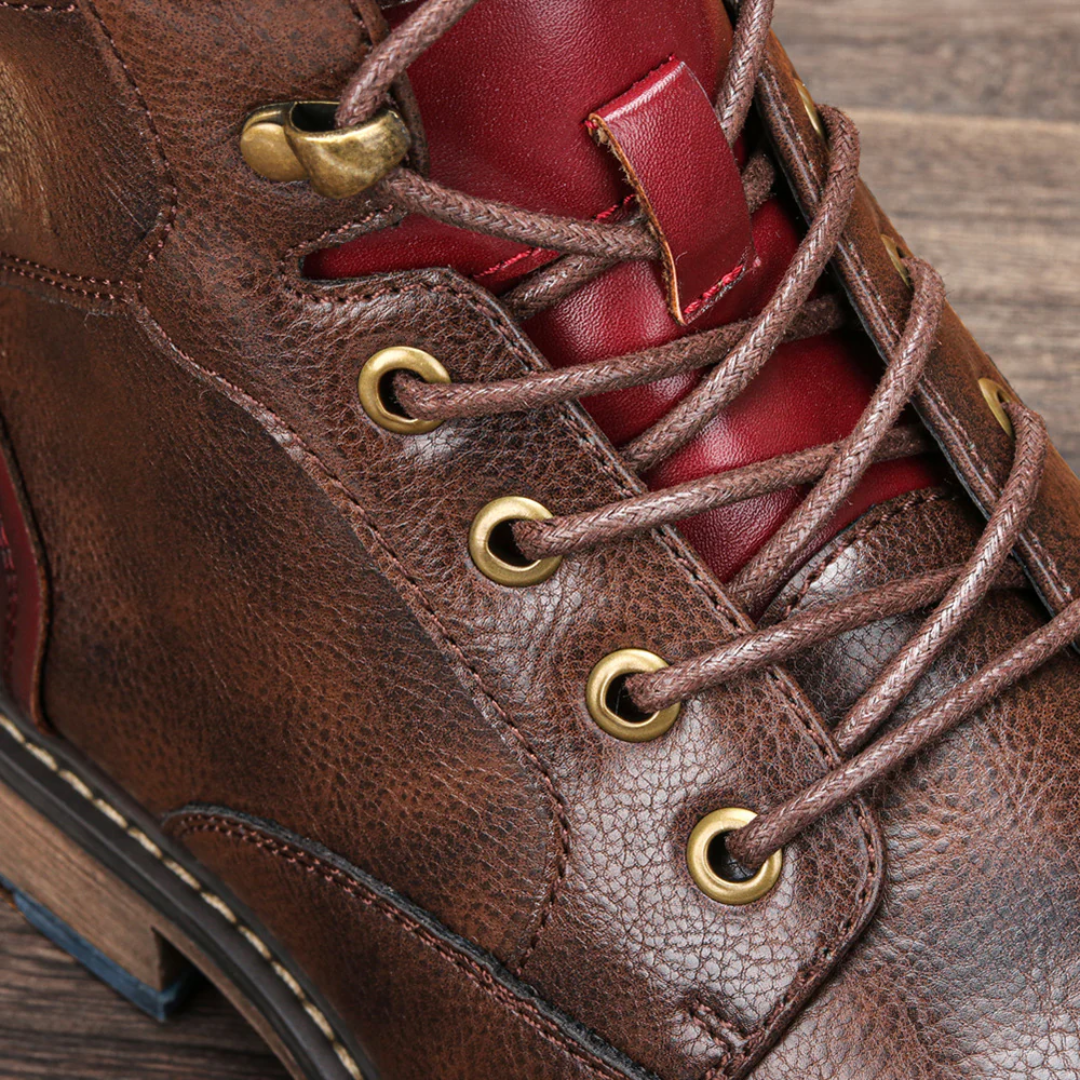 Botas de Couro para Homem com Atacadores e Fechos Laterais
