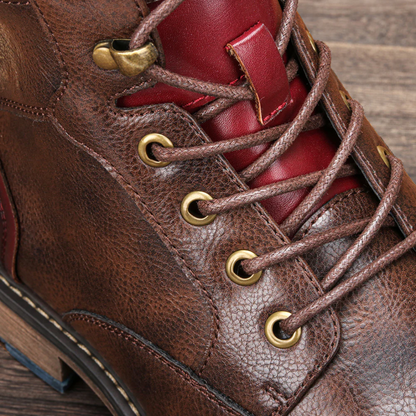 Botas de Couro para Homem com Atacadores e Fechos Laterais