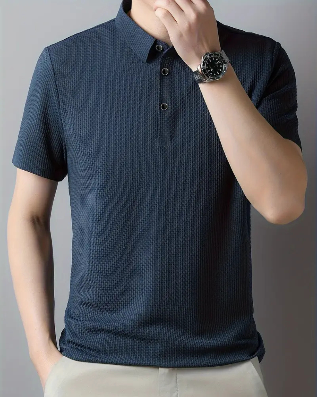 Camiseta polo casual respirável
