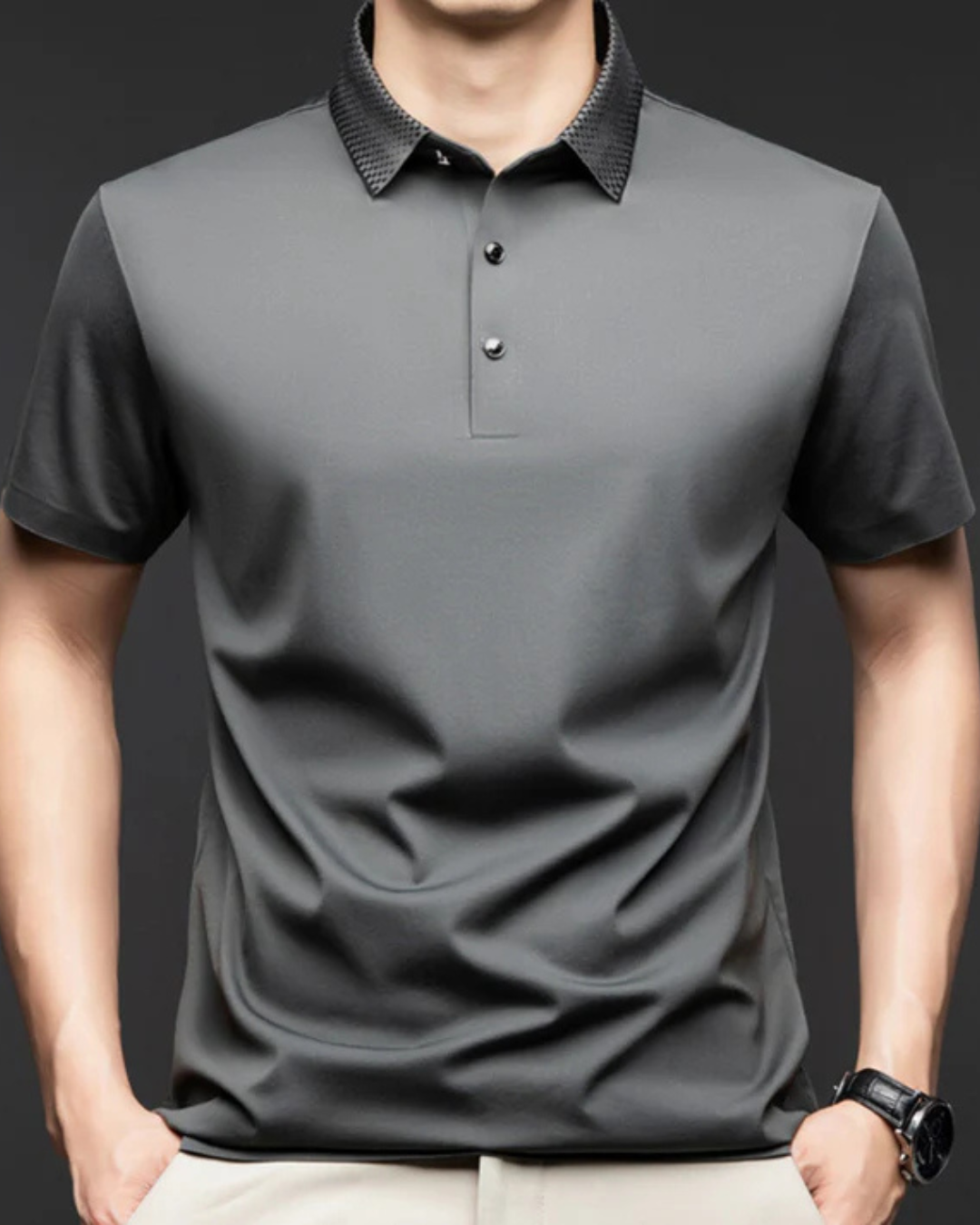 Camisola de manga curta com Gola de Solapa e botões