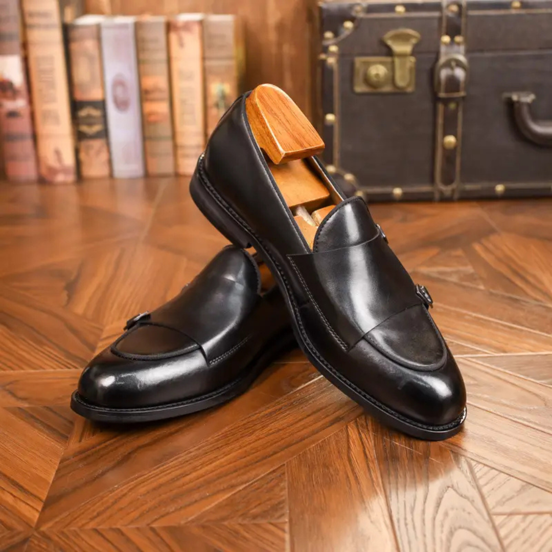 Sapatos Formais de Couro para Homem com Fivelas Duplas