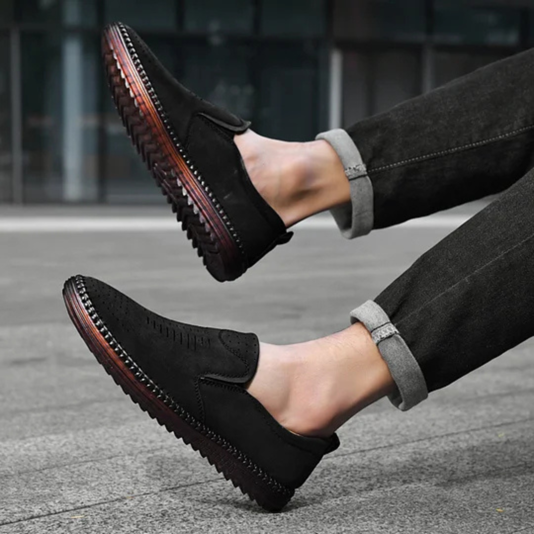 Sapatilhas ortopédicas Slip-On de couro para homem