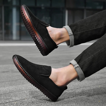 Sapatilhas ortopédicas Slip-On de couro para homem