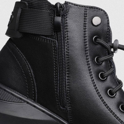 Botines casuais de couro para homem com sola ortopédica