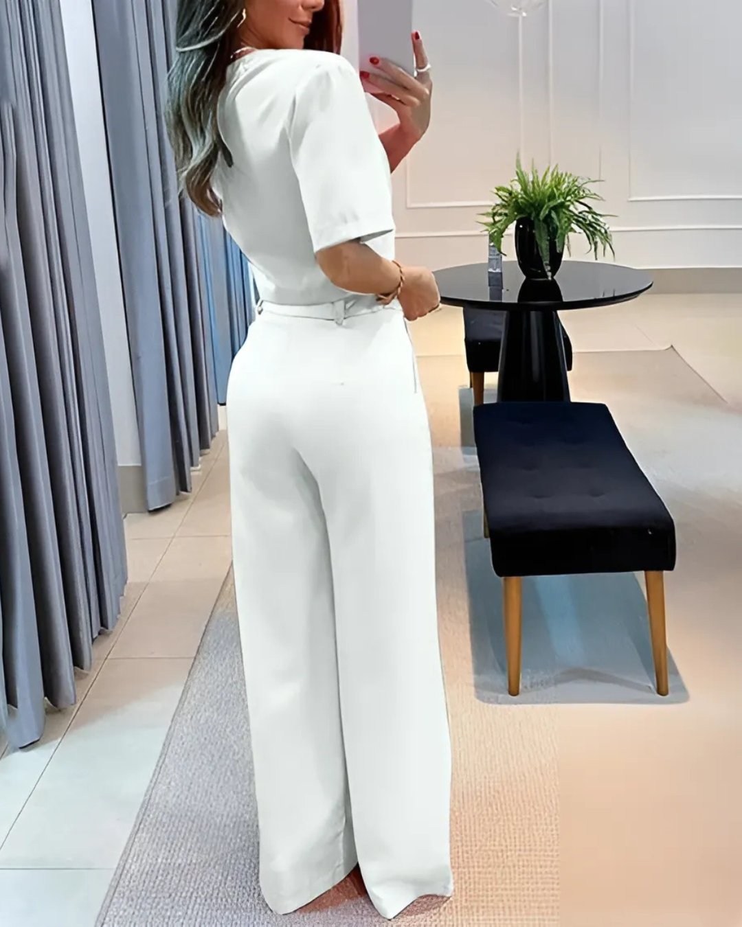 Conjunto Elegante com Top Curto e Calças de Perna Larga®
