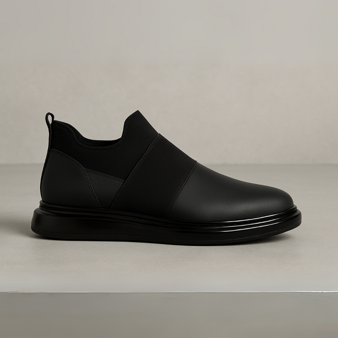 Sapatilhas Urban em Couro Preto Respiravel para Homem