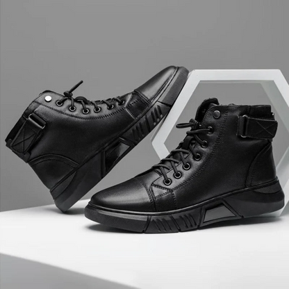 Botines casuais de couro para homem com sola ortopédica