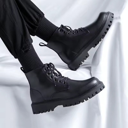 Botas de Couro de Biqueira Redonda para Homem
