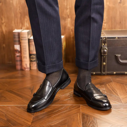 Sapatos Formais de Couro para Homem com Fivelas Duplas