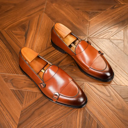 Sapatos Formais de Couro para Homem com Fivelas Duplas